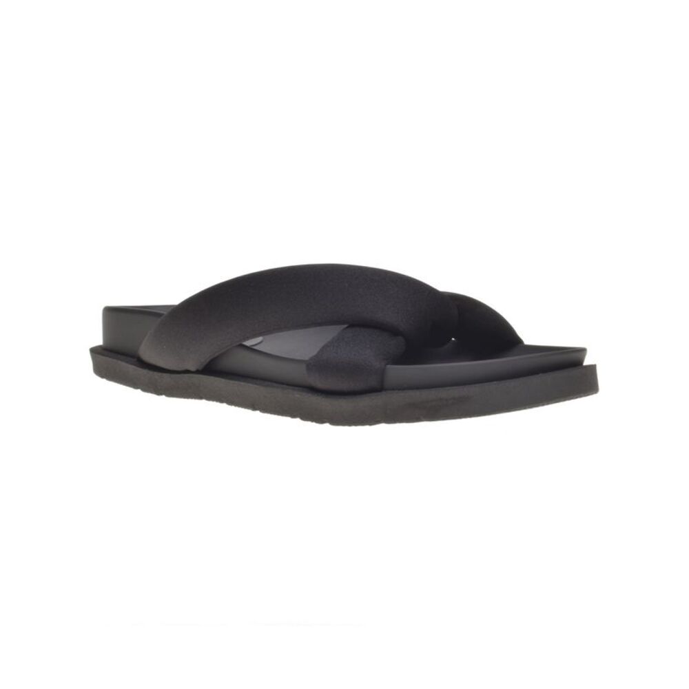 WILD PAIR Womens Black Puffy Straps Beck Round Toe Slip On Slide Sandals 5 M